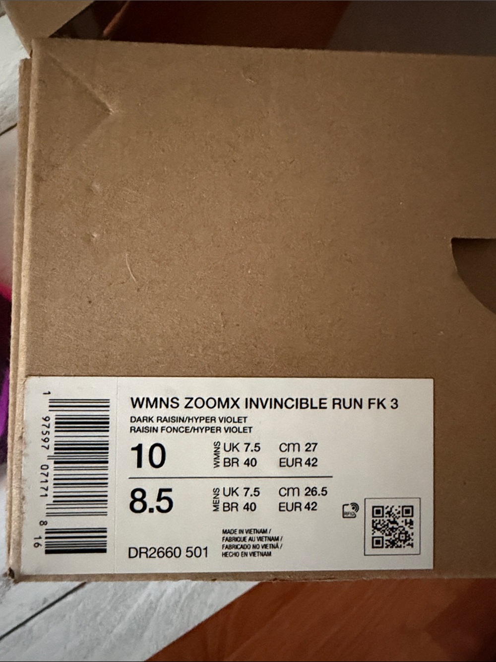 Nike Zoom X Invincible Run FK 3 Women's Black and Pink Purple Running Shoes - Picture 6 of 6